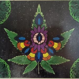 Colorful Leaf Art on Black Canvas